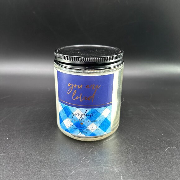Gingham by Bath And Body Works Scented Mason Candle "You Are Loved" New - Picture 1 of 8